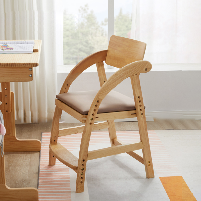 Modern Kids Rubber Wood Fabric Adjustable Desk Chair
