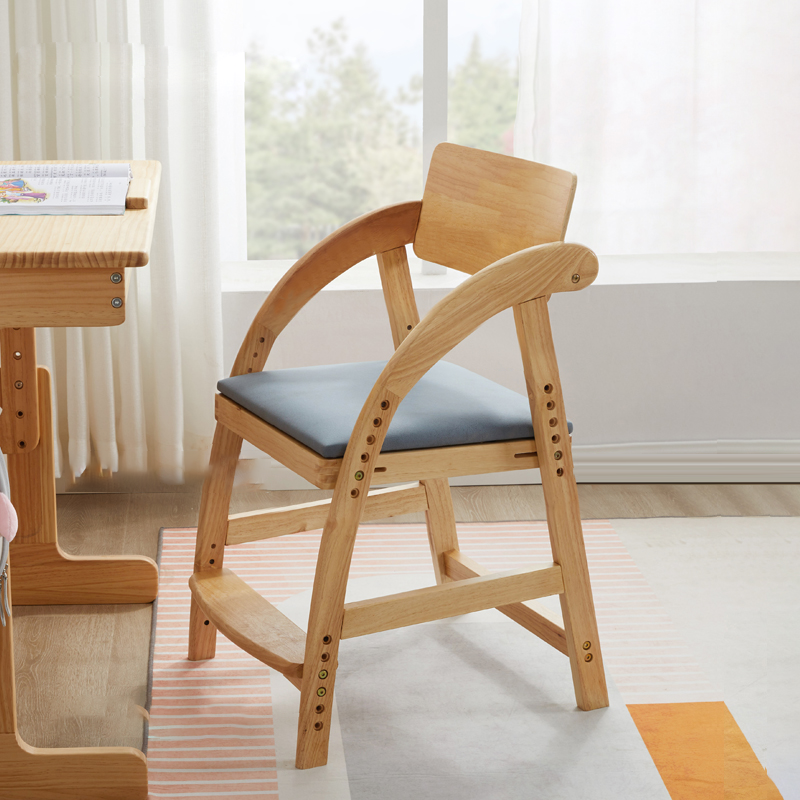 Modern Kids Rubber Wood Fabric Adjustable Desk Chair