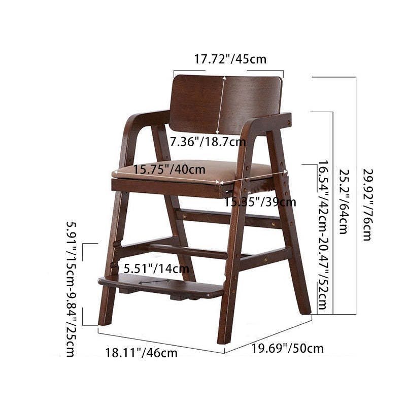 Modern Kids Rubber Wood Fabric Adjustable Desk Chair — B - Brown Cushion / Wood Color