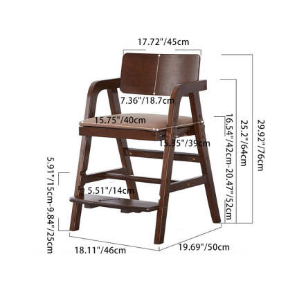Modern Kids Rubber Wood Fabric Adjustable Desk Chair — B - Brown Cushion / Wood Color