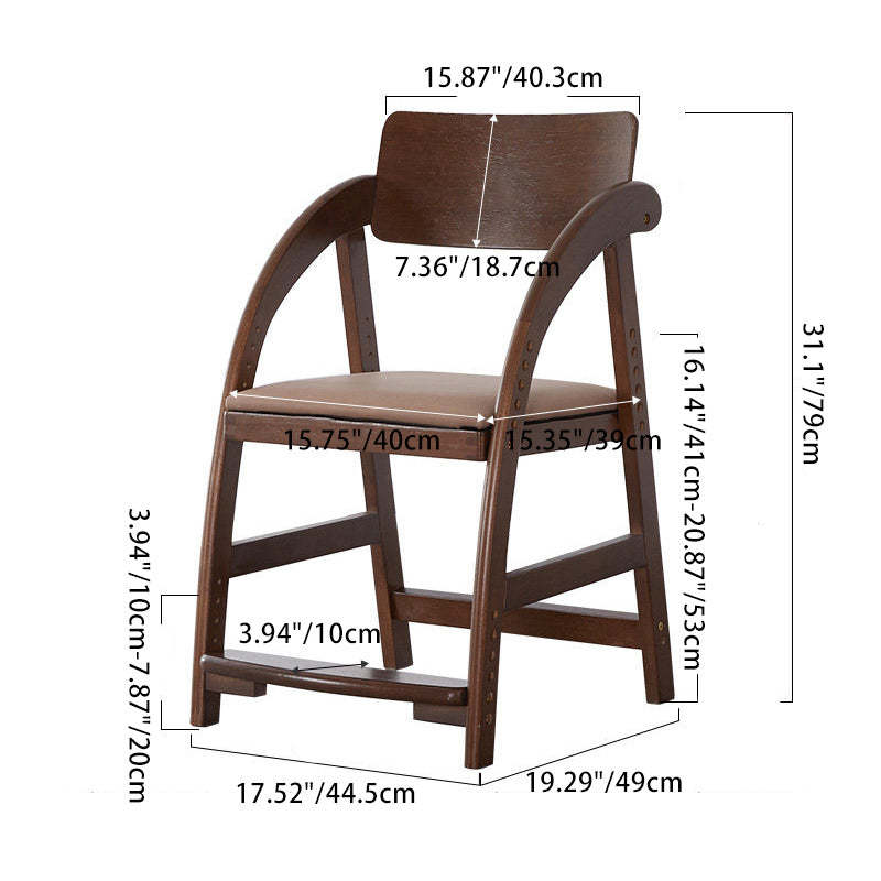 Modern Kids Rubber Wood Fabric Adjustable Desk Chair — B - Blue Cushion / Walnut Color