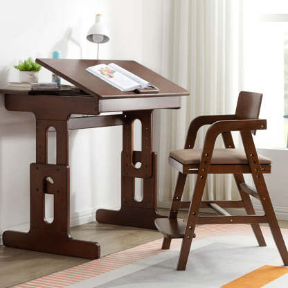 Modern Kids Rubber Wood Fabric Adjustable Desk Chair