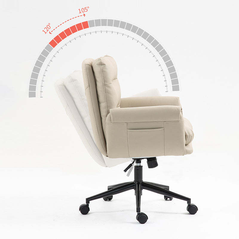 Minimalist Leather Steel Adjustable Desk Chair
