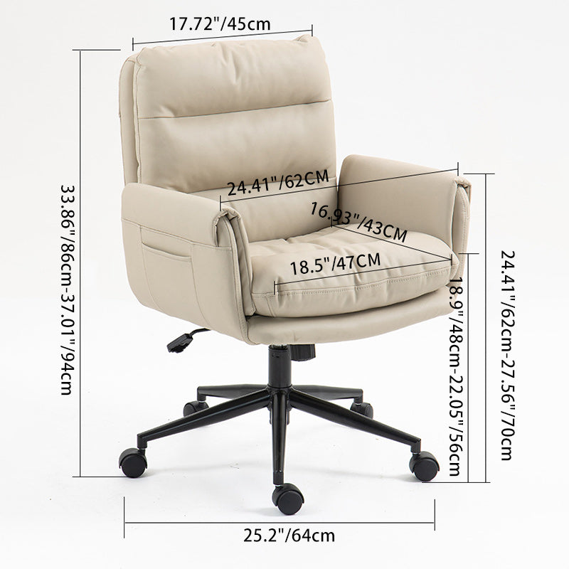 Minimalist Leather Steel Adjustable Desk Chair