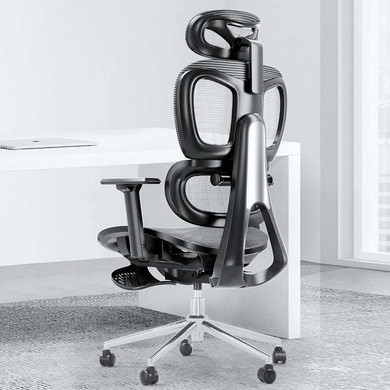 Modern Mesh Aluminum Ventilated Desk Chair — Without Footrest / Mesh / White - Black