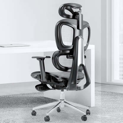 Modern Mesh Aluminum Ventilated Desk Chair — Without Footrest / Mesh / White - Black