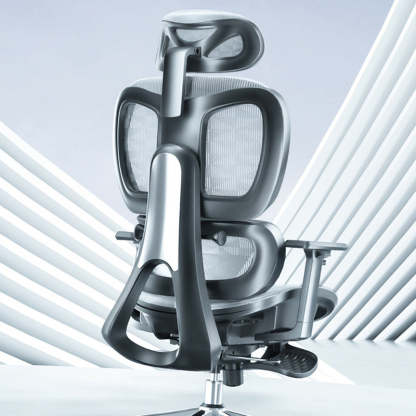 Modern Mesh Aluminum Ventilated Desk Chair — With Footrest / Cotton / White - Black