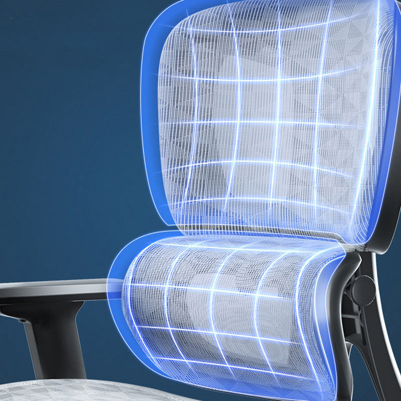 Modern Mesh Aluminum Ventilated Desk Chair — Without Footrest / Cotton / White - Black