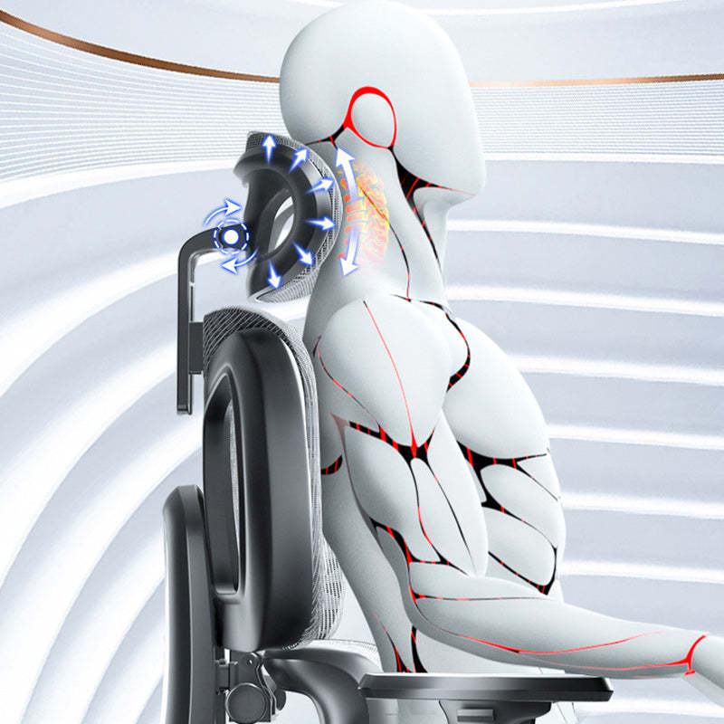 Modern Mesh Aluminum Ventilated Desk Chair — With Footrest / Cotton / White - Gray