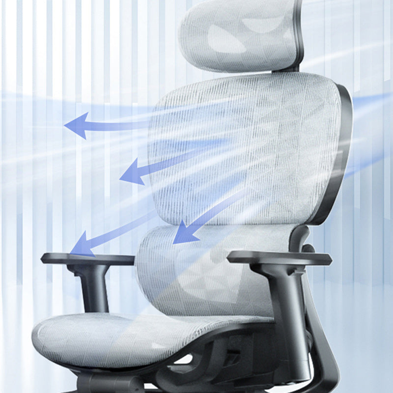 Modern Mesh Aluminum Ventilated Desk Chair — With Footrest / Mesh / Black - Black