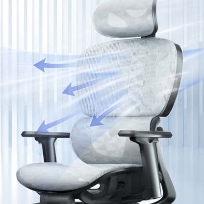 Modern Mesh Aluminum Ventilated Desk Chair — With Footrest / Mesh / Black - Black