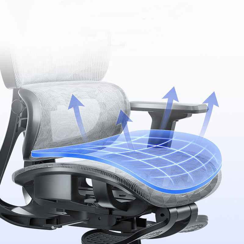 Modern Mesh Aluminum Ventilated Desk Chair — Without Footrest / Cotton / White - Gray