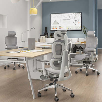 Modern Mesh Aluminum Ventilated Desk Chair — Without Footrest / Cotton / Black - Black