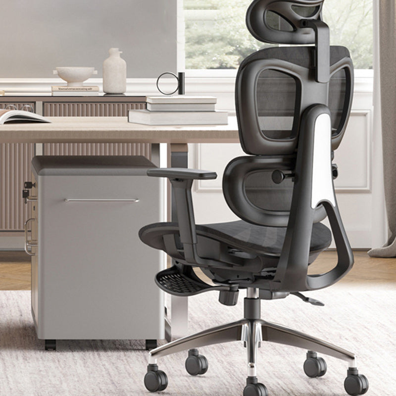 Modern Mesh Aluminum Ventilated Desk Chair — Without Footrest / Mesh / Black - Gray