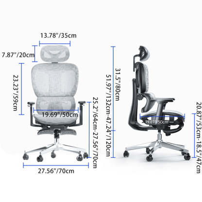 Modern Mesh Aluminum Ventilated Desk Chair — Without Footrest / Cotton / Black - Gray