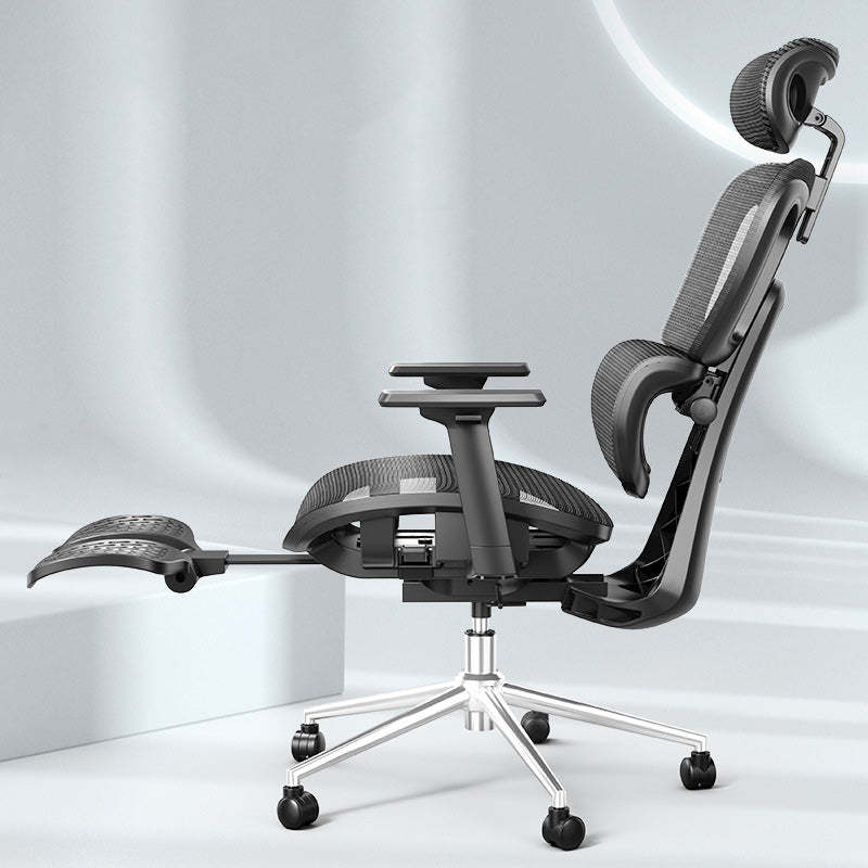Modern Mesh Aluminum Ventilated Desk Chair — Without Footrest / Mesh / White - Gray