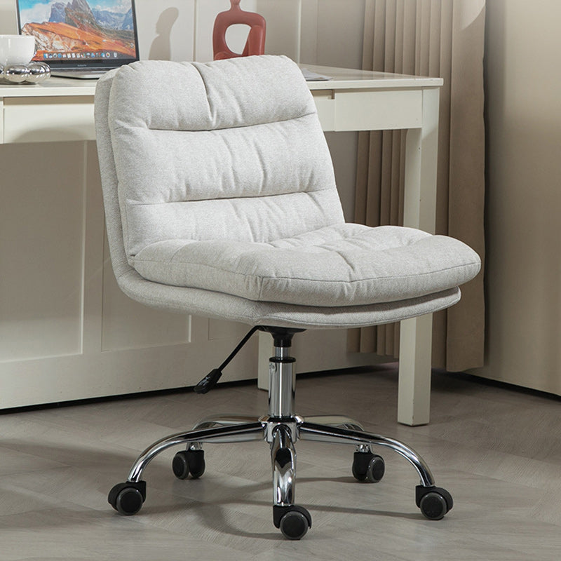 Minimalist Fabric Steel Movable Desk Chair — White