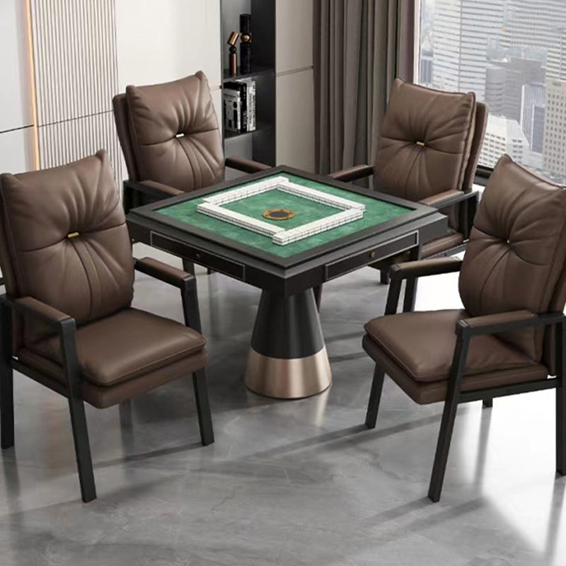Chinese Leather Cotton Steel Dining Chair — Gray