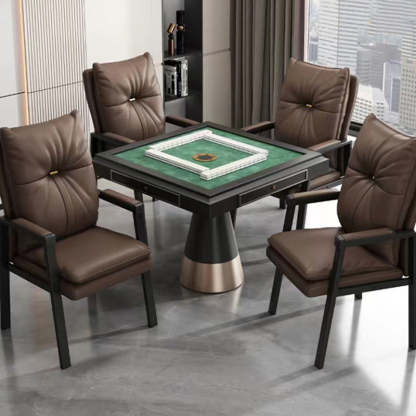 Chinese Leather Cotton Steel Dining Chair — Gray