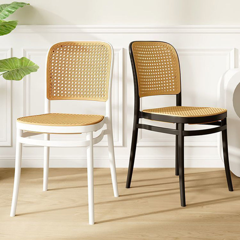 Scandinavian Woven Tritan Stackable Dining Chair — Wood Color