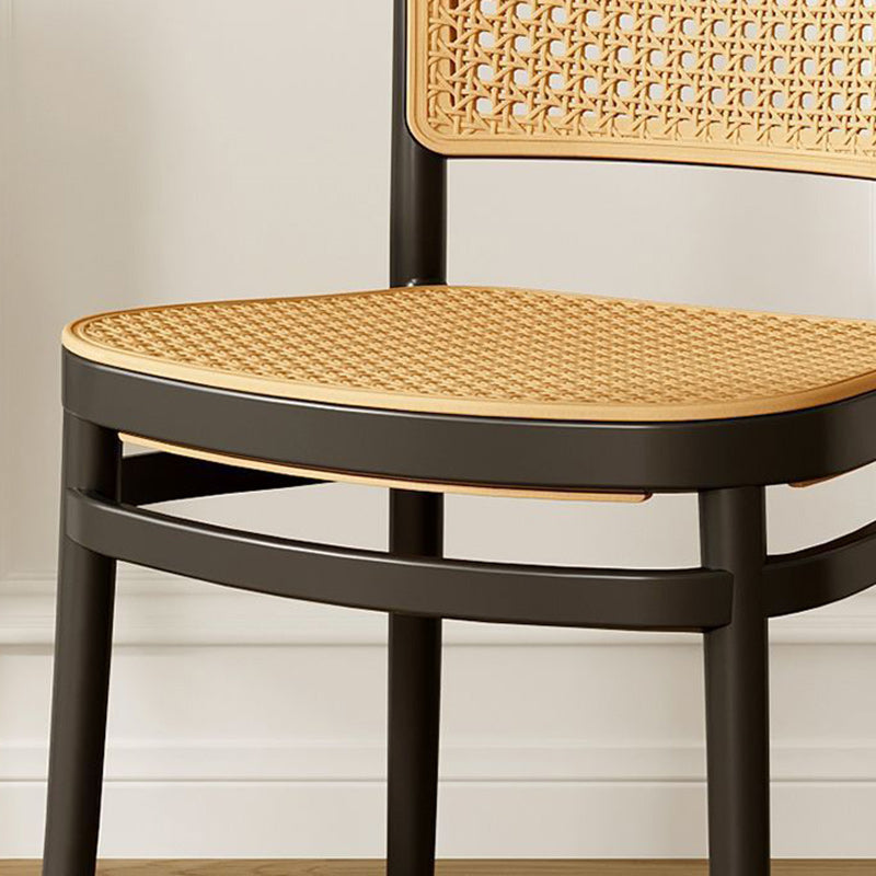 Scandinavian Woven Tritan Stackable Dining Chair — Azure Leg & Wood Color Seat