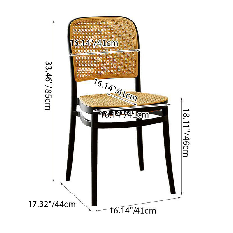 Scandinavian Woven Tritan Stackable Dining Chair — Gray Leg & Wood Color Seat