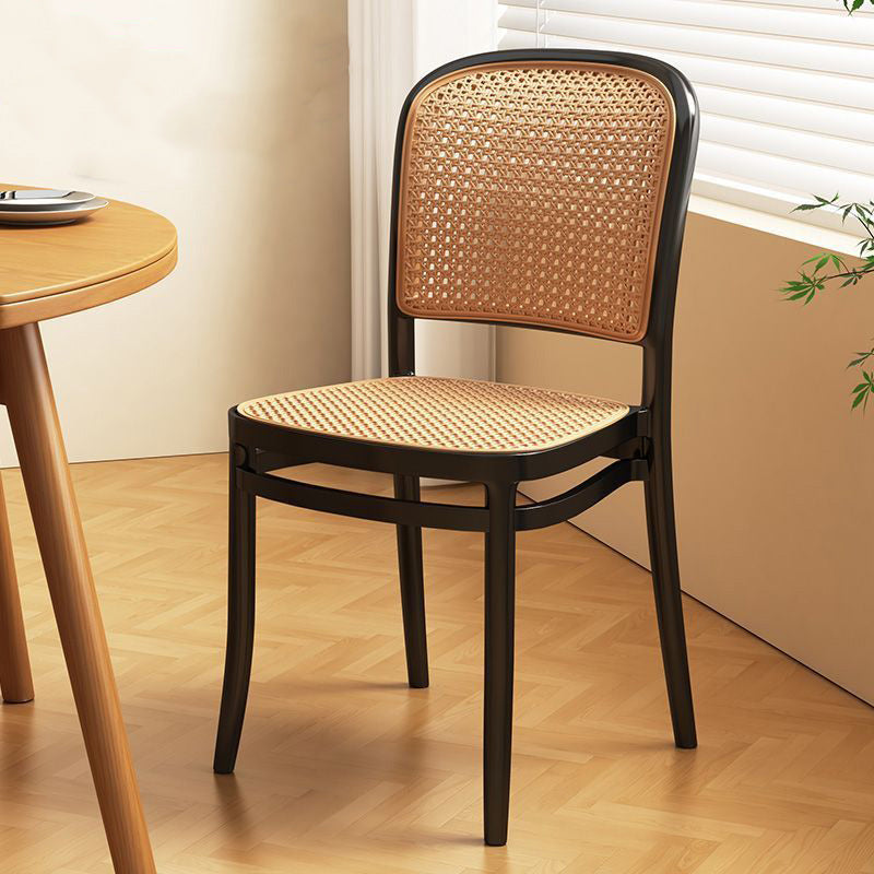 Scandinavian Woven Tritan Stackable Dining Chair — White Leg & Blue Seat