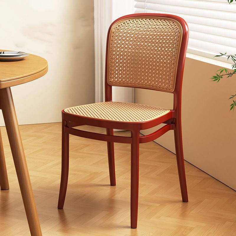 Scandinavian Woven Tritan Stackable Dining Chair — White Leg & Green Seat