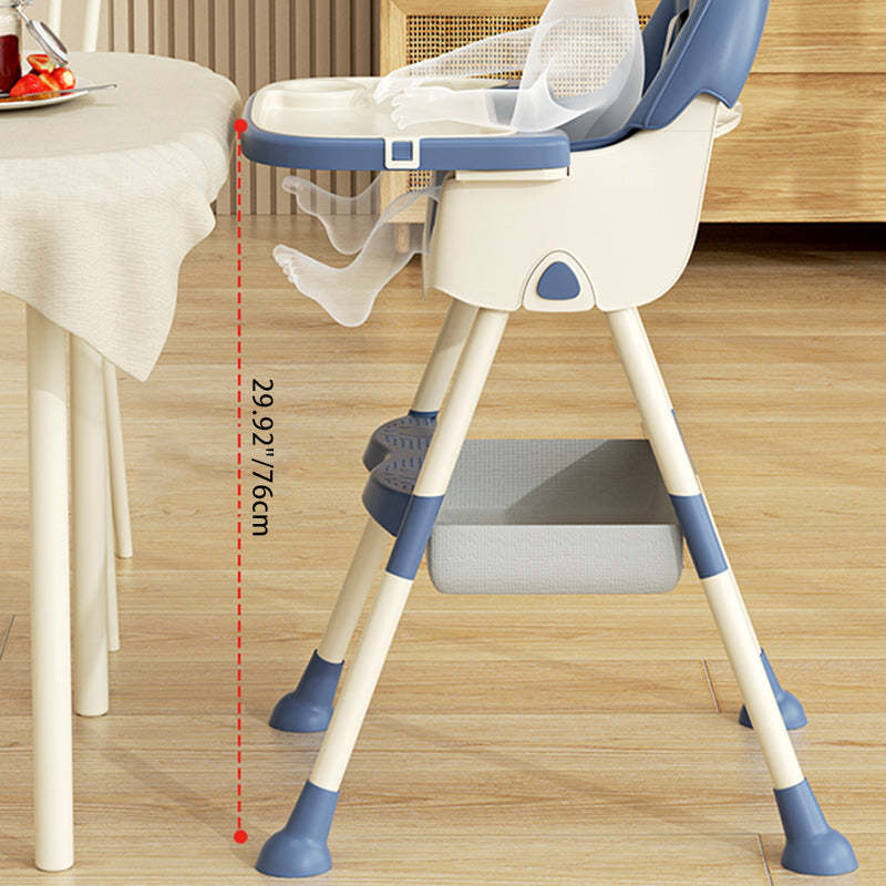 Modern Kids Leather Steel Foldable Dining Chair Adjustable — Foldable With Storage Bag / Blue