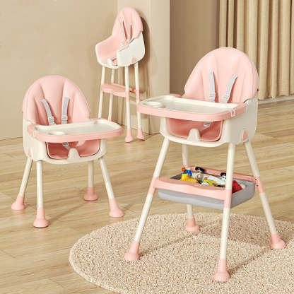 Modern Kids Leather Steel Foldable Dining Chair Adjustable — Not Foldable Without Storage Bag / Pink