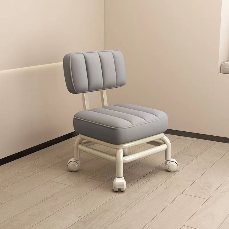 Minimalist Leather Metal Low Stool