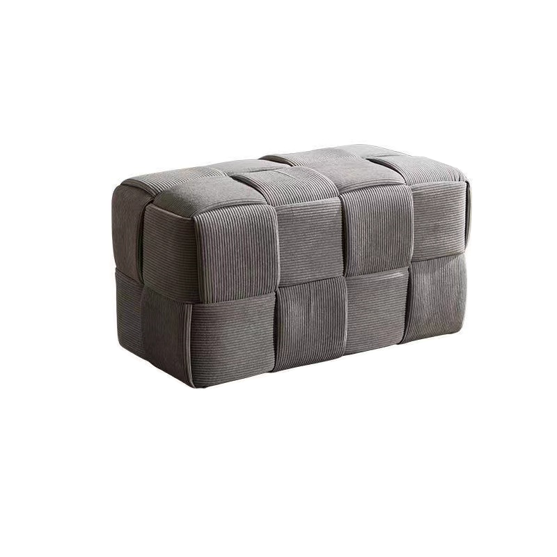 Scandinavian Corduroy Wood Cube Low Stool