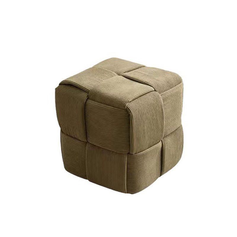 Scandinavian Corduroy Wood Cube Low Stool