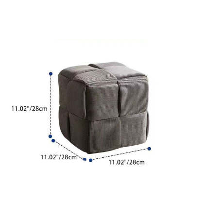 Scandinavian Corduroy Wood Cube Low Stool — White