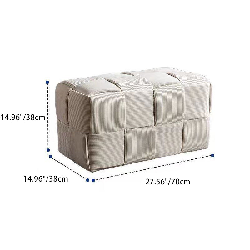 Scandinavian Corduroy Wood Cube Low Stool — Dark Gray