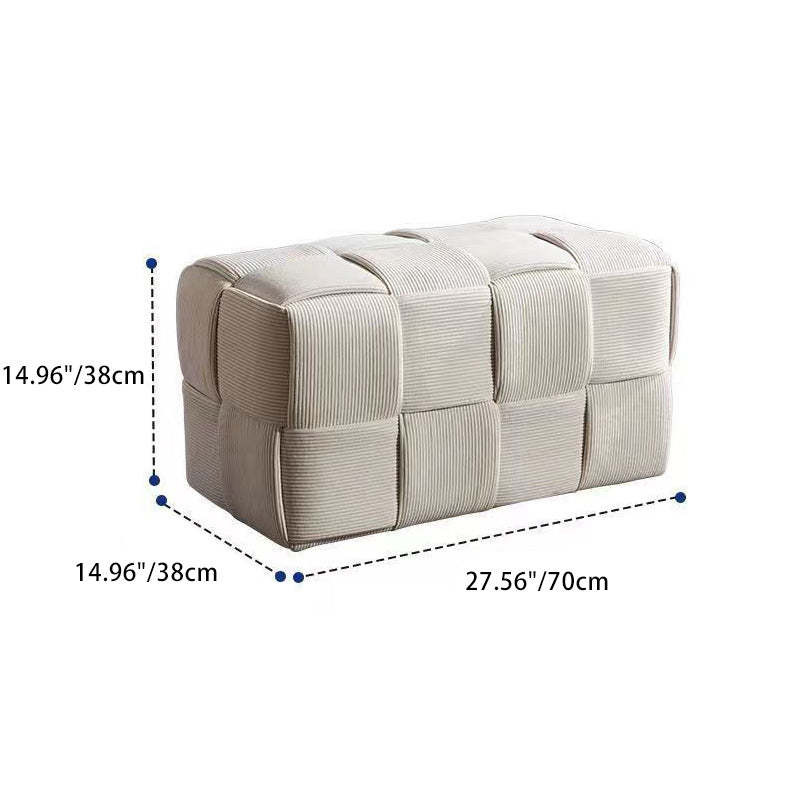 Scandinavian Corduroy Wood Cube Low Stool — Dark Gray