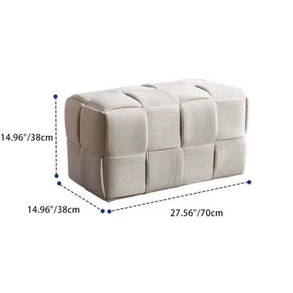 Scandinavian Corduroy Wood Cube Low Stool — Dark Gray