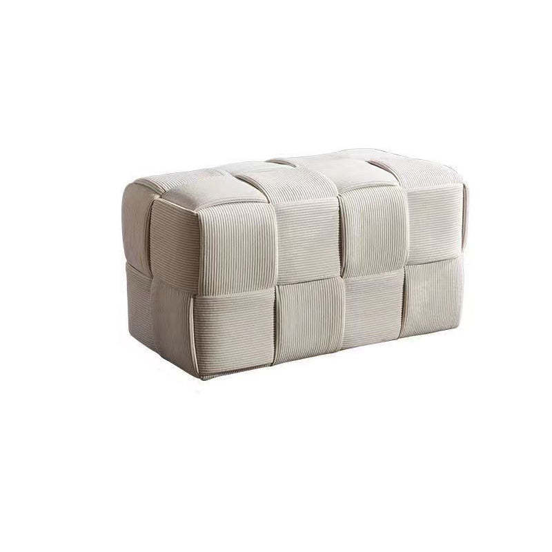 Scandinavian Corduroy Wood Cube Low Stool