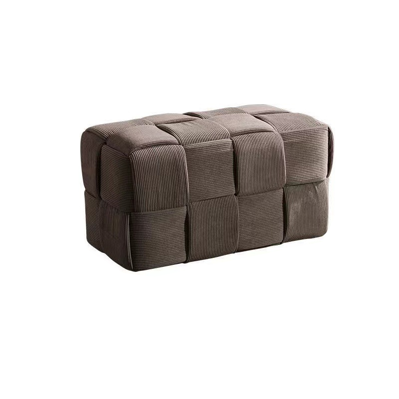 Scandinavian Corduroy Wood Cube Low Stool
