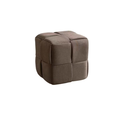 Scandinavian Corduroy Wood Cube Low Stool