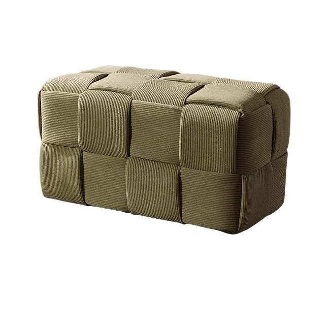 Scandinavian Corduroy Wood Cube Low Stool