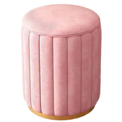 Scandinavian Velvet Wood Round Vanity Stool With Storage