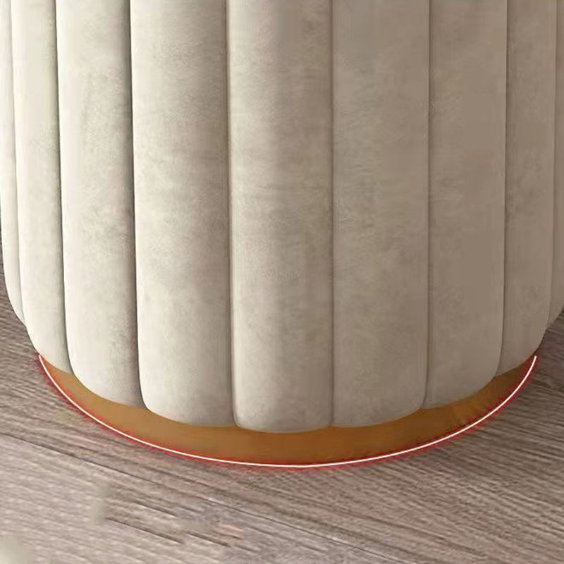Scandinavian Velvet Wood Round Vanity Stool With Storage — Containable / Yellow