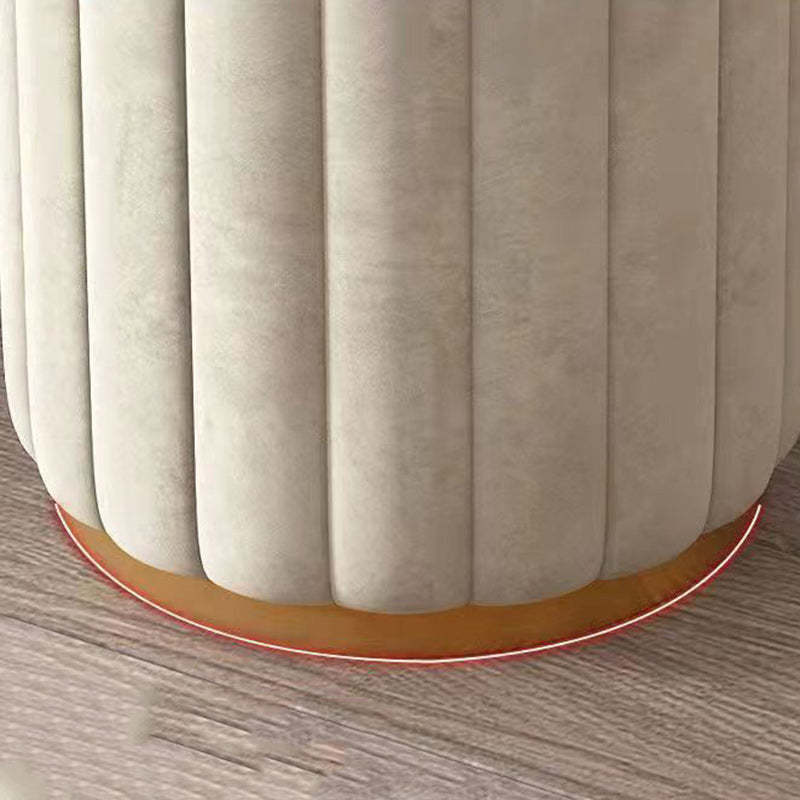 Scandinavian Velvet Wood Round Vanity Stool With Storage — Containable / Yellow