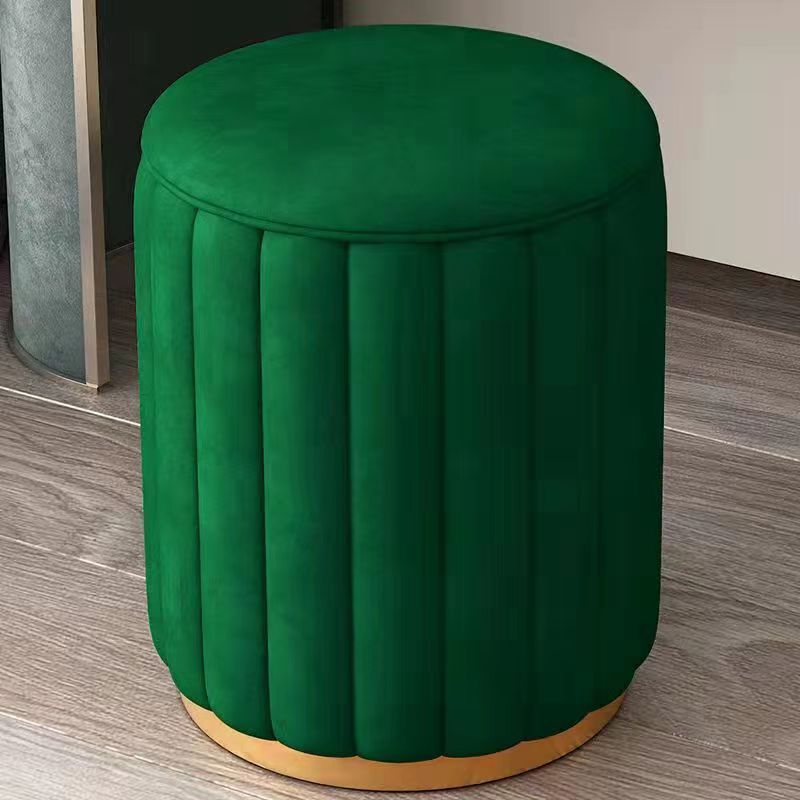 Scandinavian Velvet Wood Round Vanity Stool With Storage