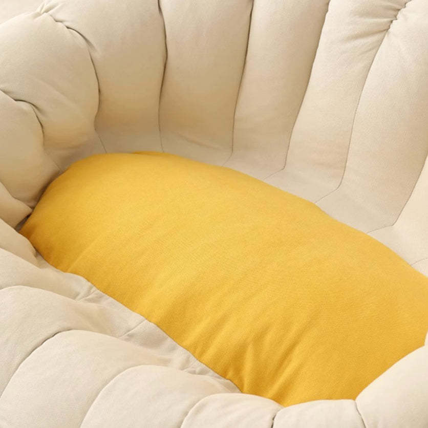 Nordic Snowflake Fleece Flower Sofa Footrest — With 2 Footrests / Gray & Yellow
