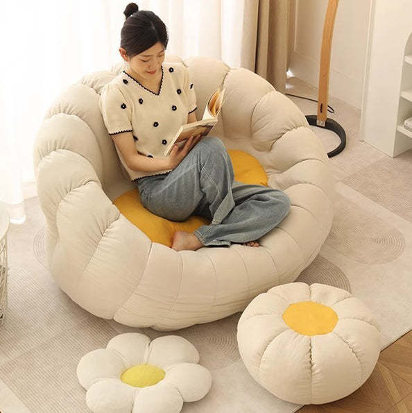 Nordic Snowflake Fleece Flower Sofa Footrest