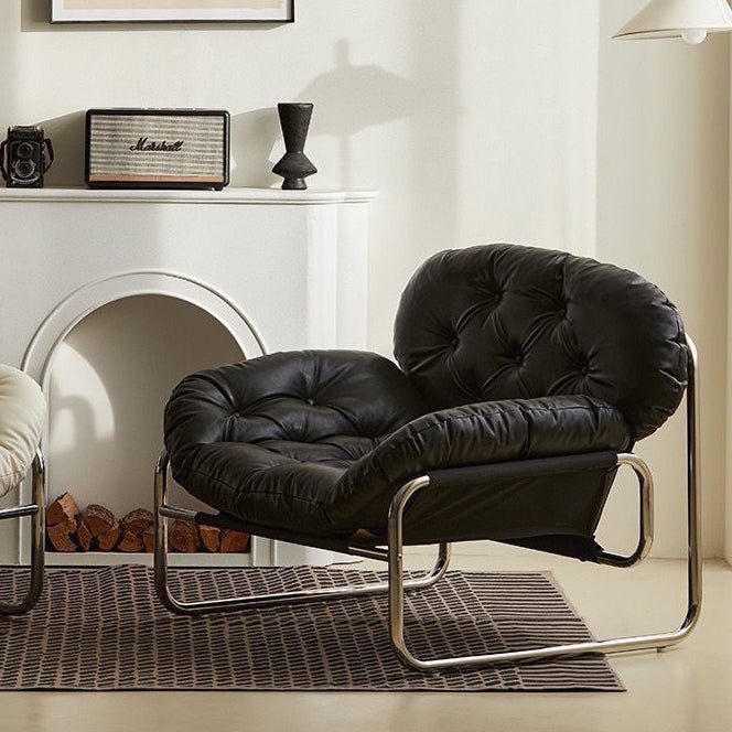 Retro Leather Fabric Steel Cloud Accent Chair