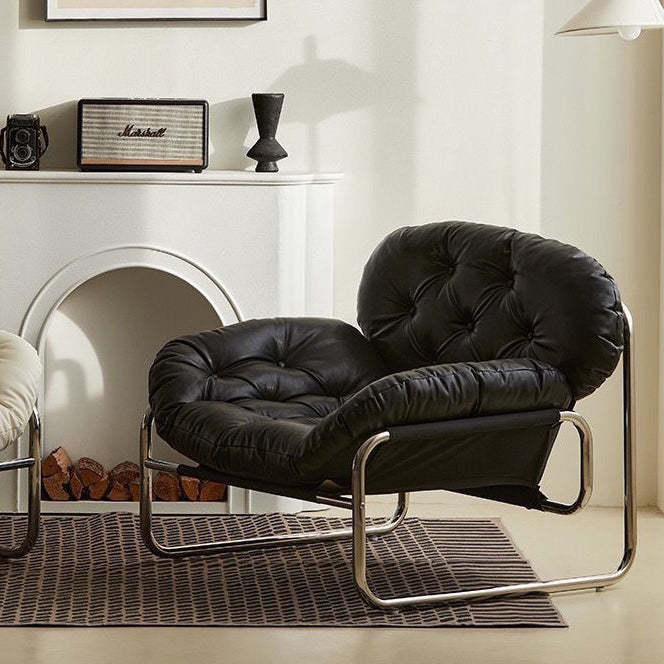 Retro Leather Fabric Steel Cloud Accent Chair