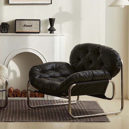 Retro Leather Fabric Steel Cloud Accent Chair